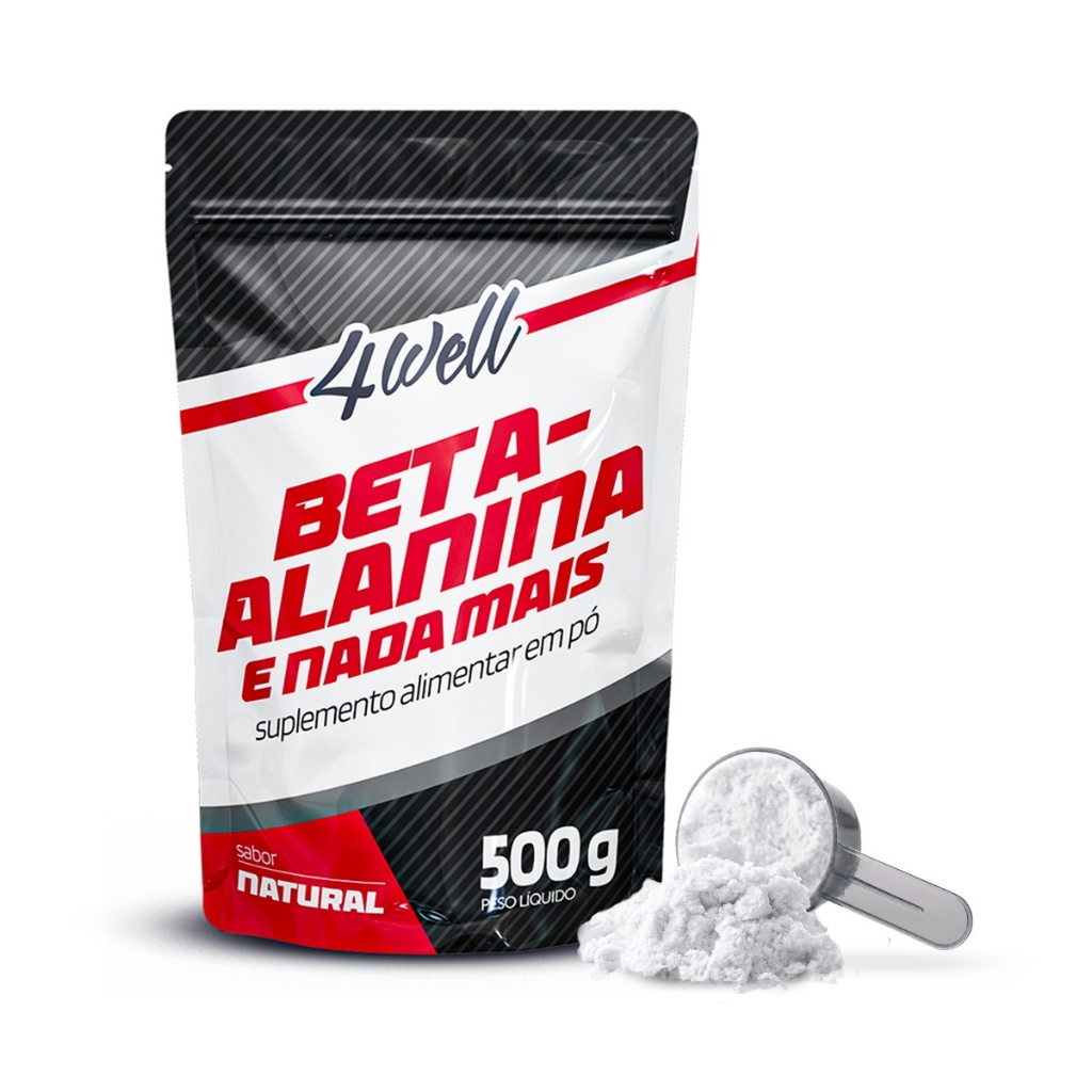 Beta-Alanina 4Well 500g Sachê em Pó Sem Sabor Aminoácido Esportivo Vegano Sem Lactose