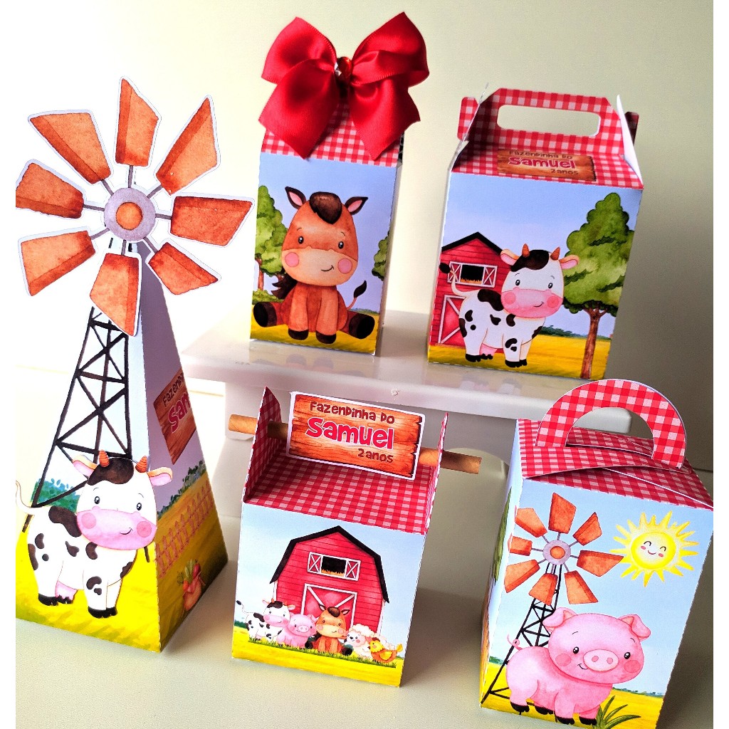 Kit festa personalizado fazendinha -Lembrancinha aniversário fazendinha-Caixinhas para aniversário fazendinha