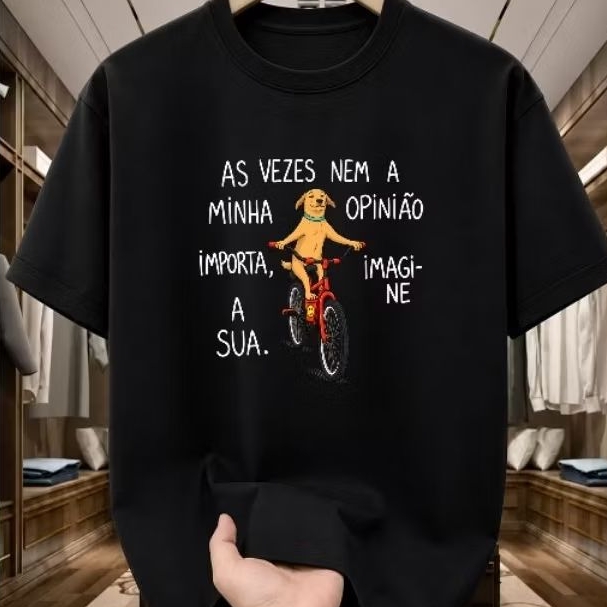Camiseta Básica Estampada 100% Algodão Engraçada Frase Cachorro Casual Feminino Masculino