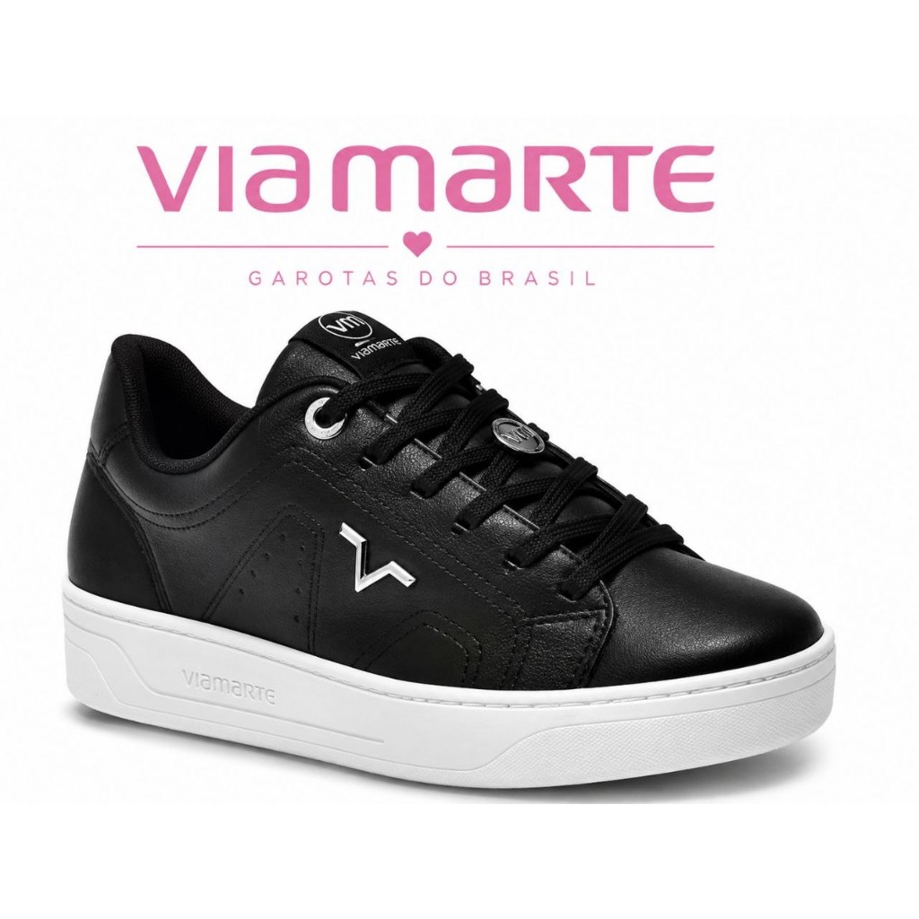 Tênis Via Marte Feminino Casual Confortável Preto Original Envio Rápido