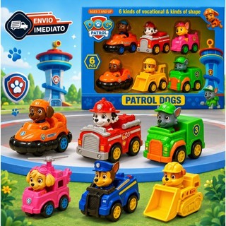 Kit 6 Carrinhos Patrulha Canina Fricção Brinquedos Cachorro