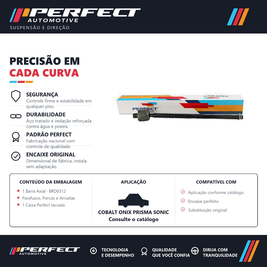 Barra Axial de direção Cobalt Onix Prisma Sonic Spin – Perfect BRD0312
