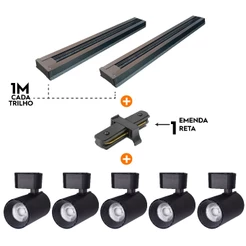 Kit Trilho Eletrificado 2m + 5 Spots Led 7w 10w Direcionável Bivolt (3000k, 4000k,6500k)