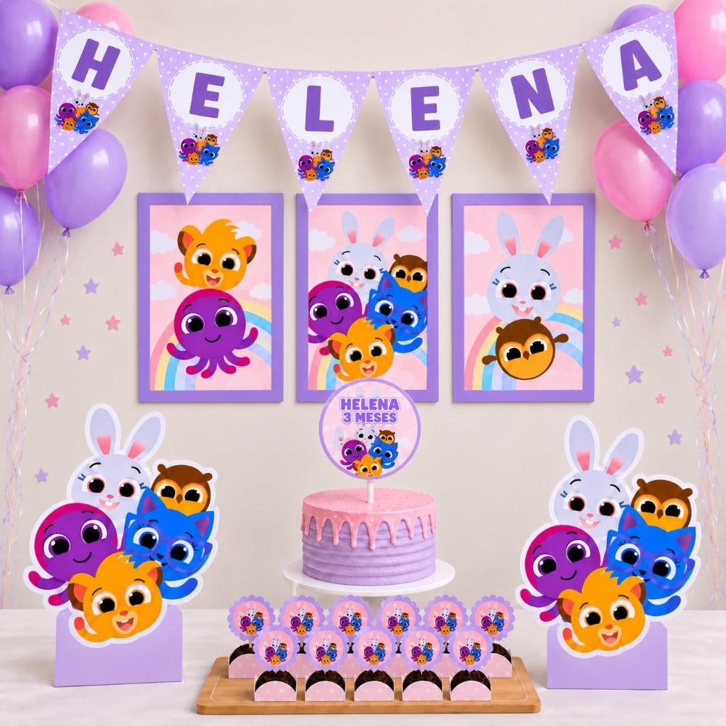 BOLOFOFO Kit festa  menina Personalizado Bolinho Aniversário 76 item Lembrancinha