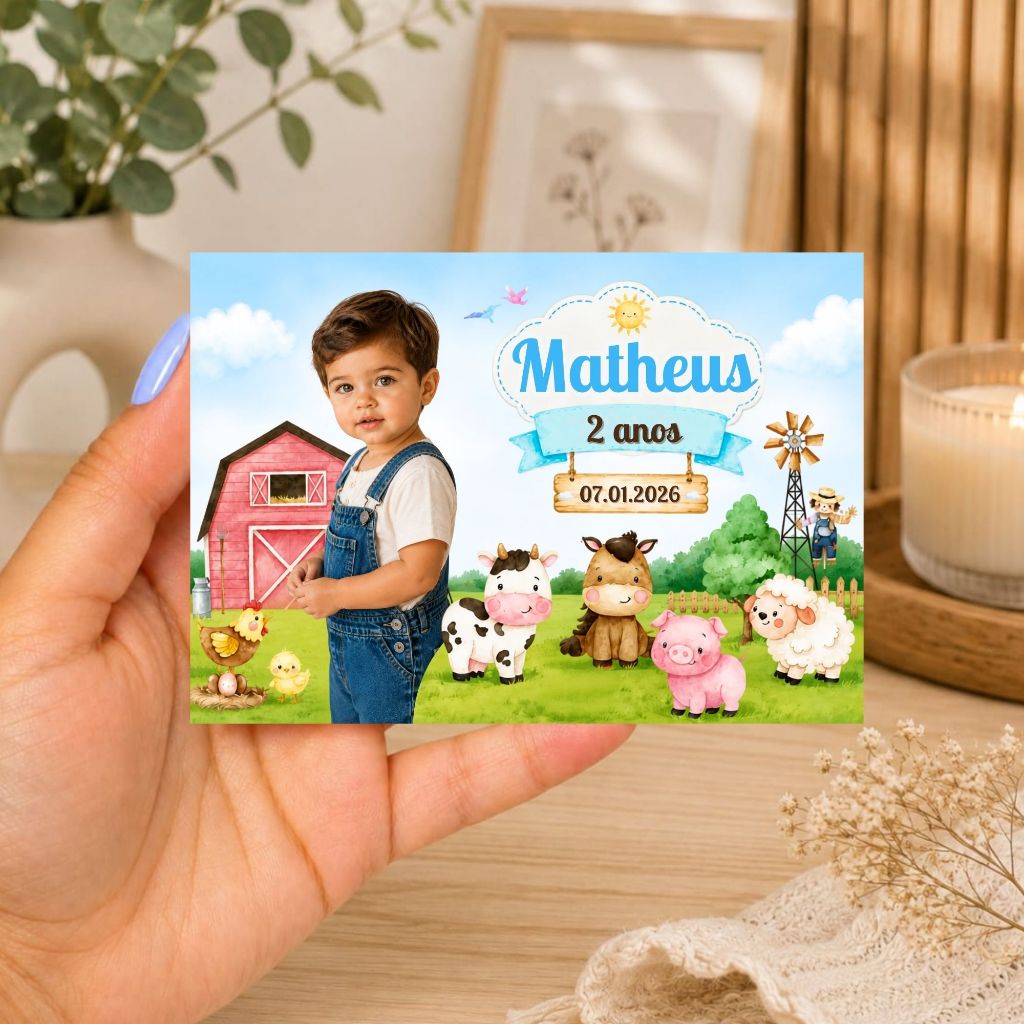 Foto Imã de Geladeira 10x7 - Fazendinha Azul - Lembrancinha Personalizada Aniversário - Todos os temas - ENVIO RÁPIDO