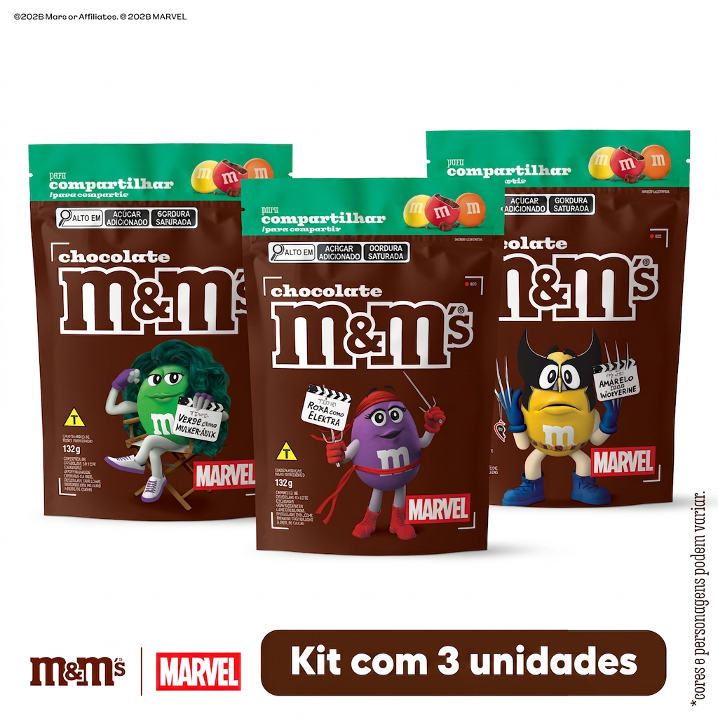 Kit Chocolate M&M'S Marvel Chocolate 132g 3 Uni. (MMS)
