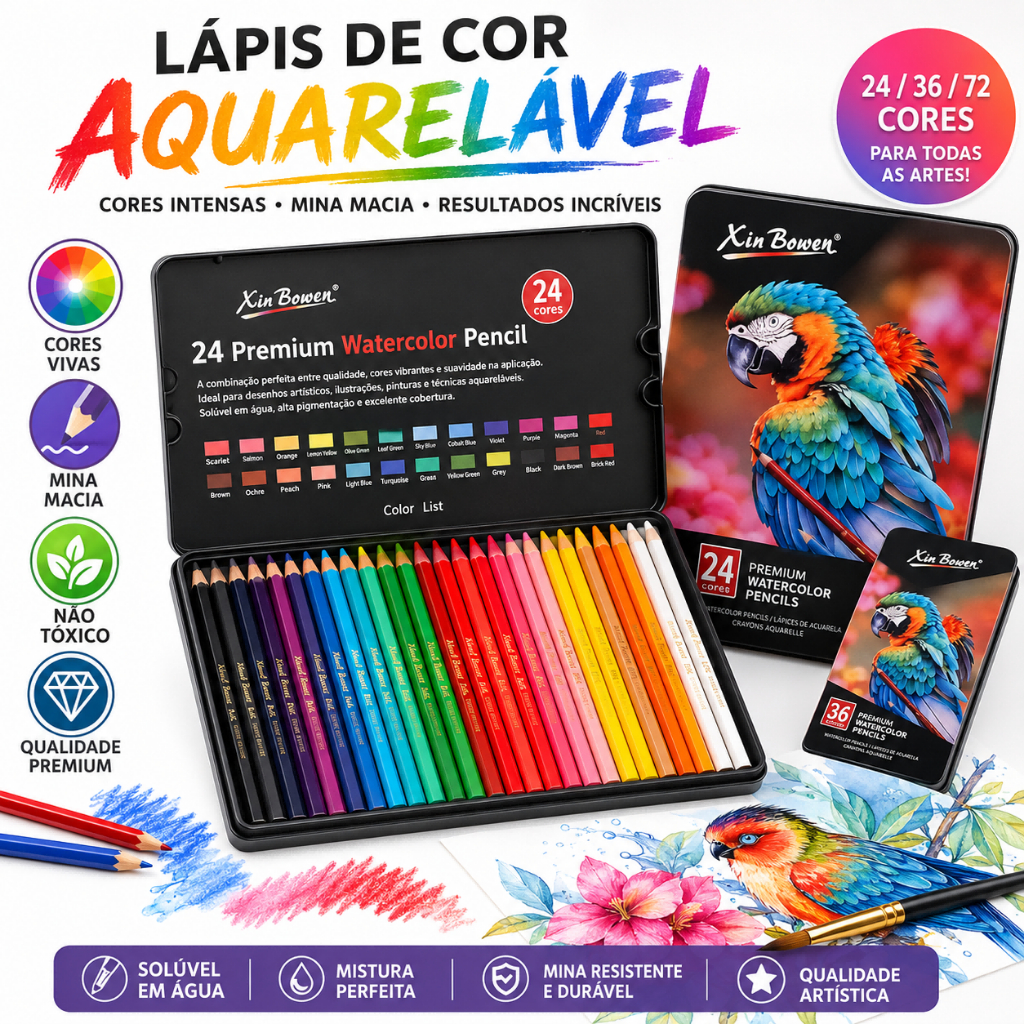 Kit 12/24/36 Cores Conjunto Profissional de Lápis Coloridos Lápis de Cor para Desenho Arte