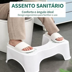 Banquinho de Cócoras para Vaso Sanitário, Apoio de Pés Ergonômico Antiderrapante, Banco Auxiliar para Melhorar a Evacuaç