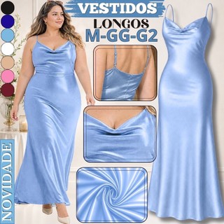 VESTIDO LONGO FEMININO ELEGANTE GRANDE VESTIDOS FEMININOS FESTA PASSEIO PLUS SIZE CONFORTAVEL REGATA ALÇA FESTA CASUAL