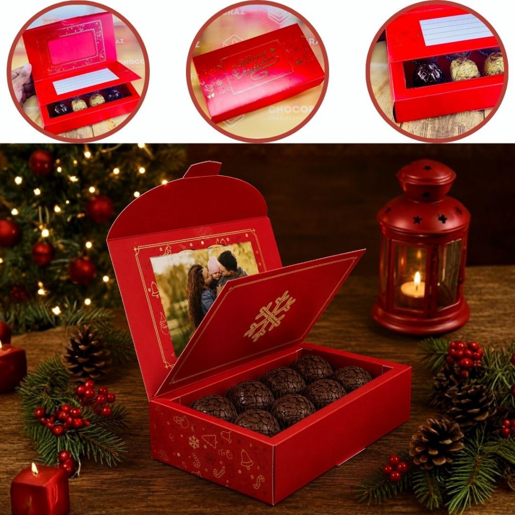 5 CAIXA PORTA RETRATO P/ 08 DOCES - NATAL CLASSICO ID5278 (NATAL IDEIA 2025) (CHOCO)