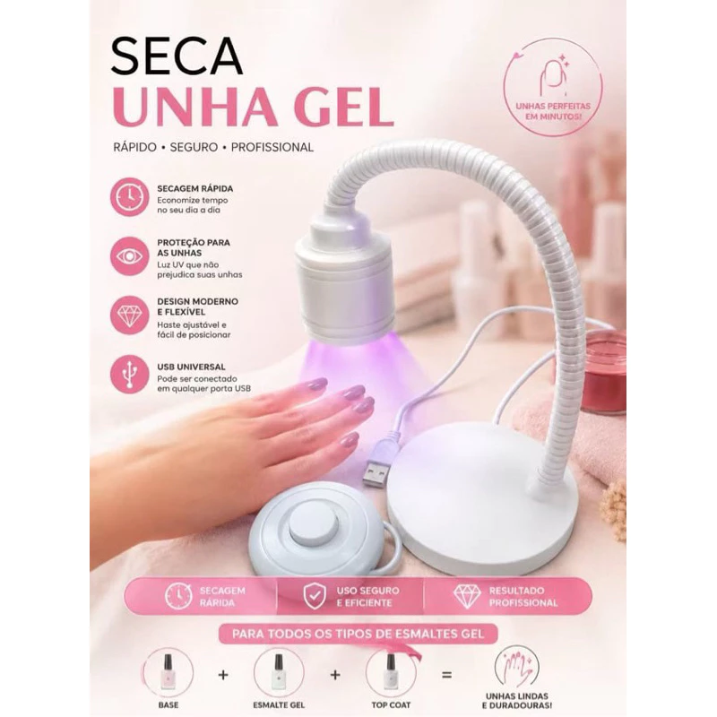Lâmpada UV LED para Unhas com Pedal | Secador de Gel Bivolt 360°