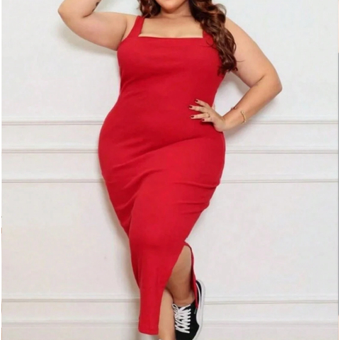 VESTIDO FEMININO PLUS SIZE COM DECOTE QUADRADO FESTA EVENTO CASUAL CHIQUE