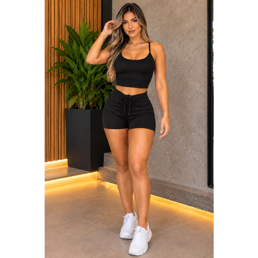 Conjunto Virgínia Feminino Cropped + Short com Amarração em Suplex — imagem 1