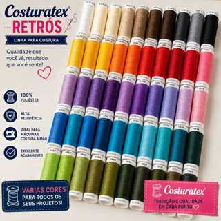 Tubo de Linha Costuratex Diversas Cores (produto vendido por unidade). Linha de costura COSTURATUDO.