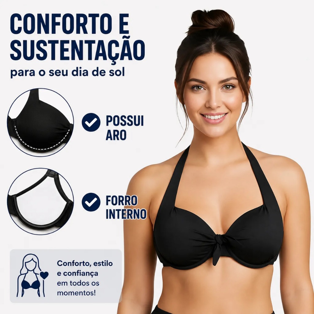Top Biquíni Reforçado Meia Taça Avulso Roupa De Banho Praia — imagem 2 de 2
