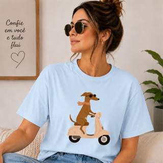 Camiseta Feminina Oversized Fofa Cachorrinho Estampada Moda Jovem Casual