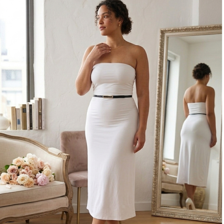 Vestido Midi Tubinho Tomara que Caia suplex