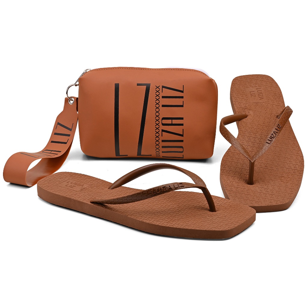 Kit Chinelo Quadrado Feminino Confortável + Necessaire Luiza Liz | Leve, Macio, Antiderrapante e Estiloso ✨