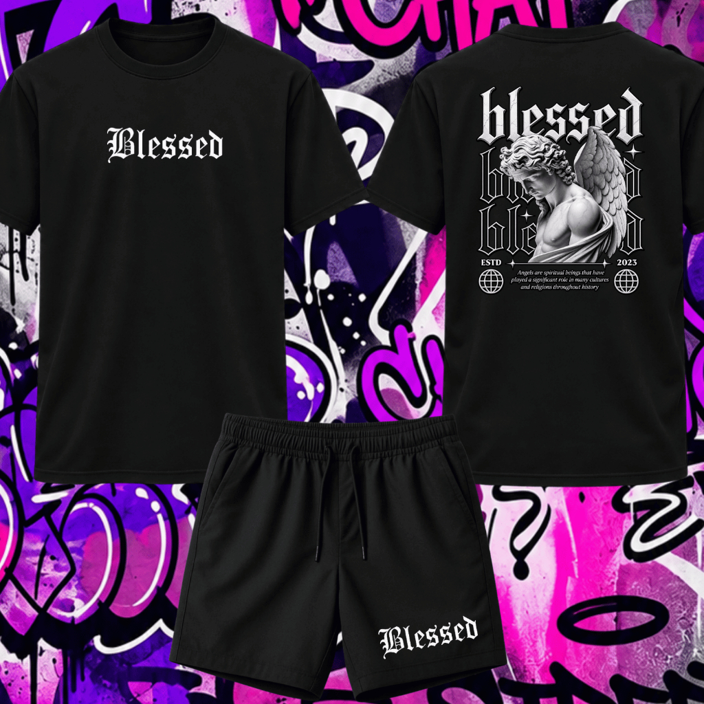 Conjunto Camiseta 30.1 + Bermuda Masculino Tactel Com Elastano Blessed streetwear
