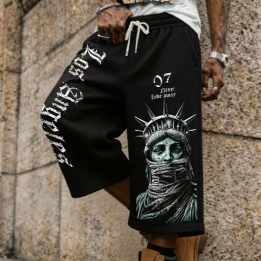 Bermuda Baggy Masculina Estampada Oversized Bermudão Streetwear Largo Abaixo do Joelho