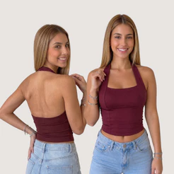 Kit 2pcs Blusa Halter Frente Única Suplex Academia