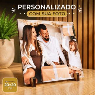 Quadros de Mesa 20x20cm Personalizado Sua Foto Casal, Pet, Família, Natal - Enviar foto no chat