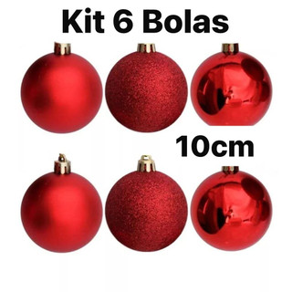 Kit 6 Bolas De Natal Mistas Enfeite 10cm Tamanho Grande LINHA PREMIUM