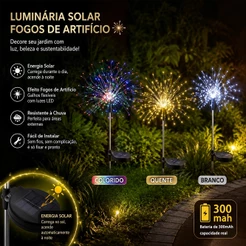 Bivolt 110V–220V Luz de Natal Solar 90 LEDs Fogo de Artifício Com Estaca Jardim À Prova d'Água KL-555