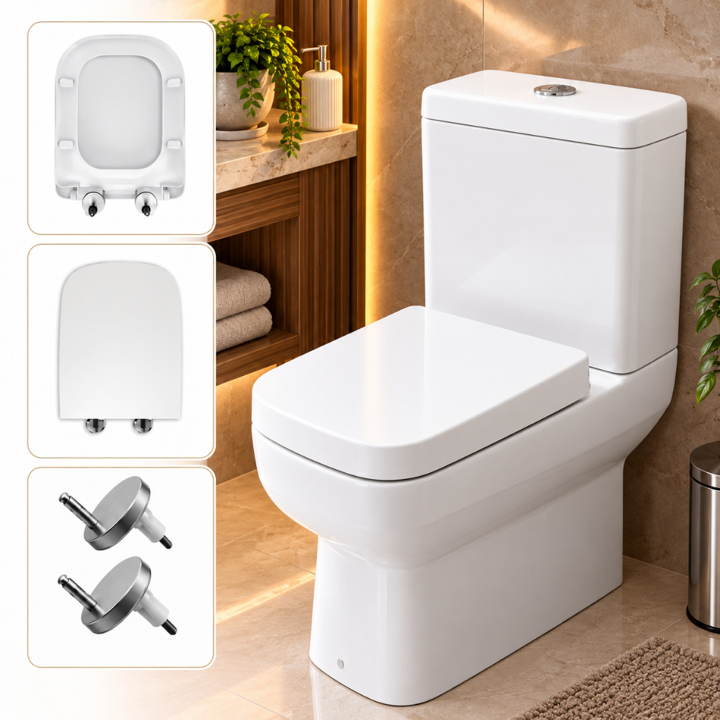 Assento Sanitário Quadrado Soft Close Fechamento Suave Compatível Deca Quadra Polo Unic Roca Debba Fiori Lírio