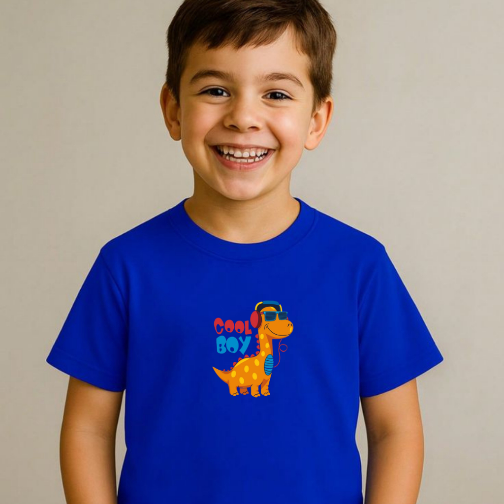 Camiseta Infantil Unissex Estampa Dinossauro Menina E Menino 100% Algodão Confortável