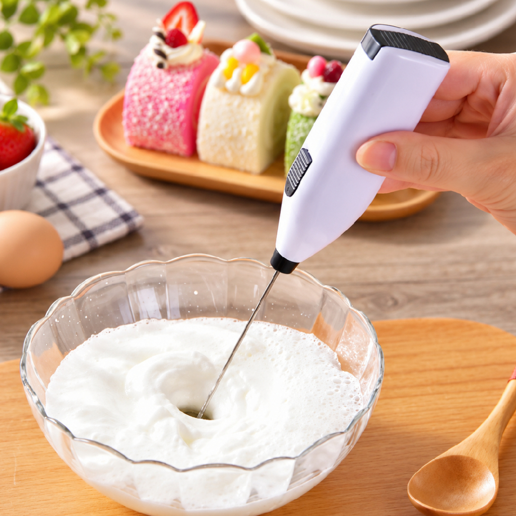 Mini Mixer Elétrico Portátil Batedor Espumador para Leite Café Ovos e Bebidas