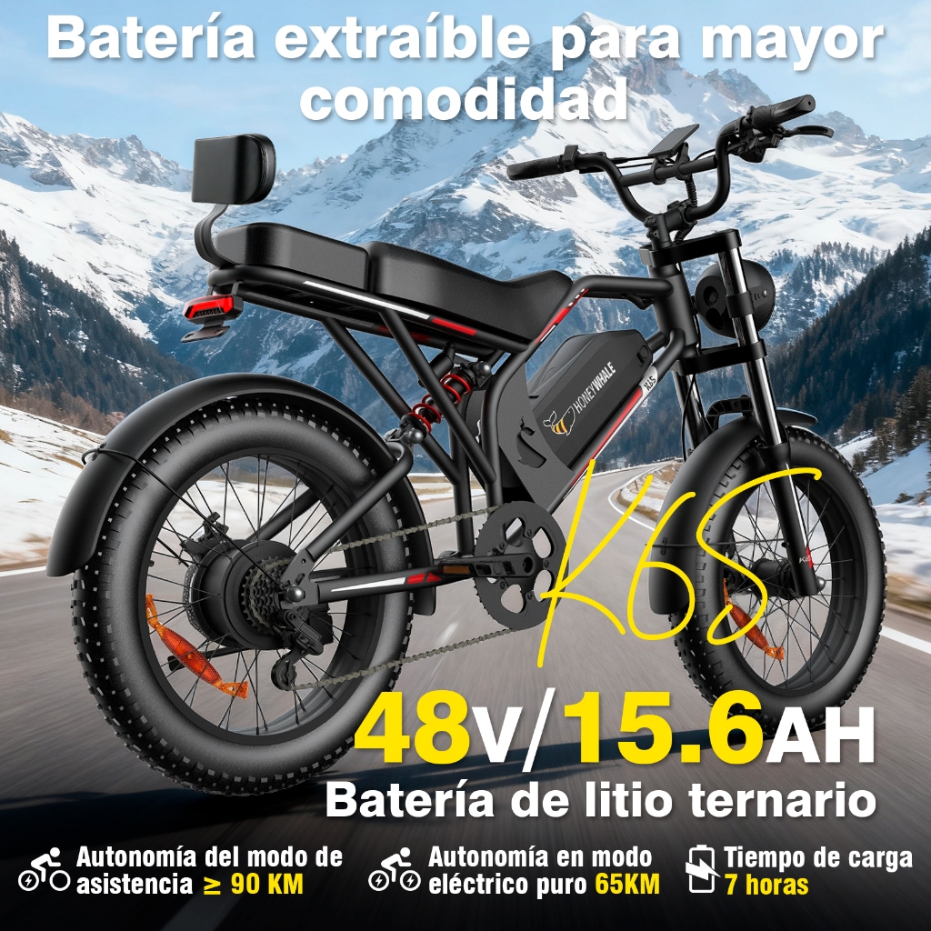 1000W Bicicleta Elétrica Honeywhale K6S com Aro 20,15.6Ah e Freios Hidráulicos · foto 2