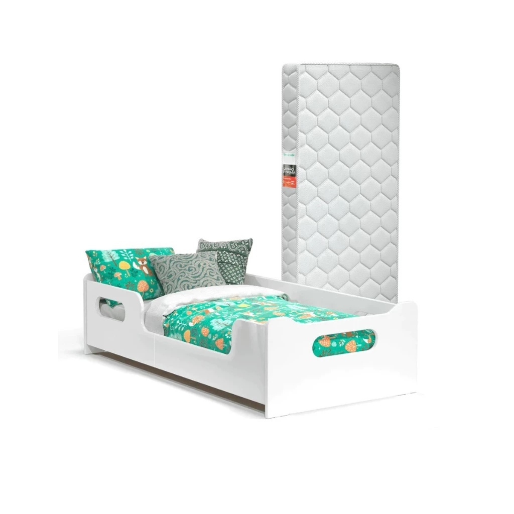 Cama Infantil Encanto Branco Montessoriano com Colchão Incluso Estrutura Segura