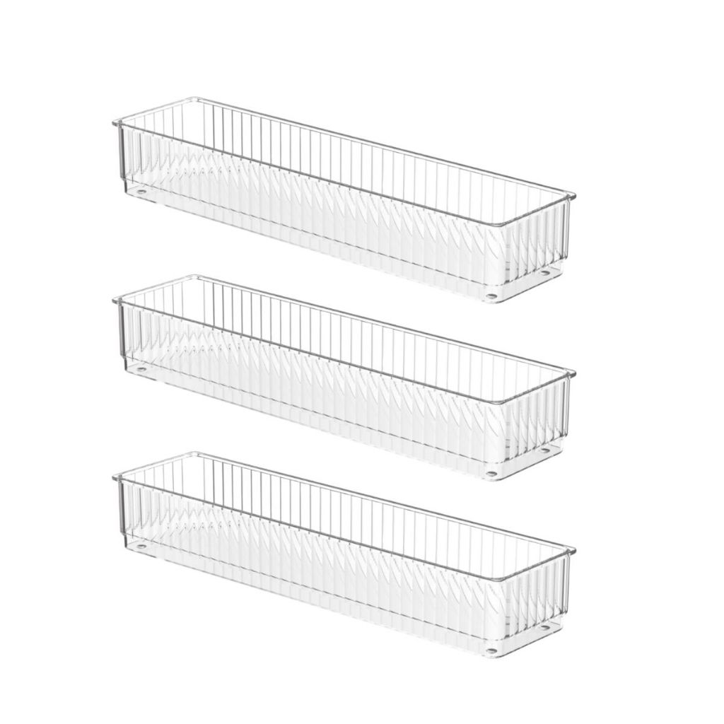 Kit 3 Unds Organizador Gaveta Porta Treco Bijuteria Acrílico 32x8x5,2cm