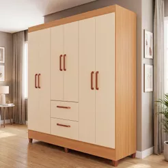 Guarda-Roupas Brilho 100% MDF 6 Portas 2 Gavetas