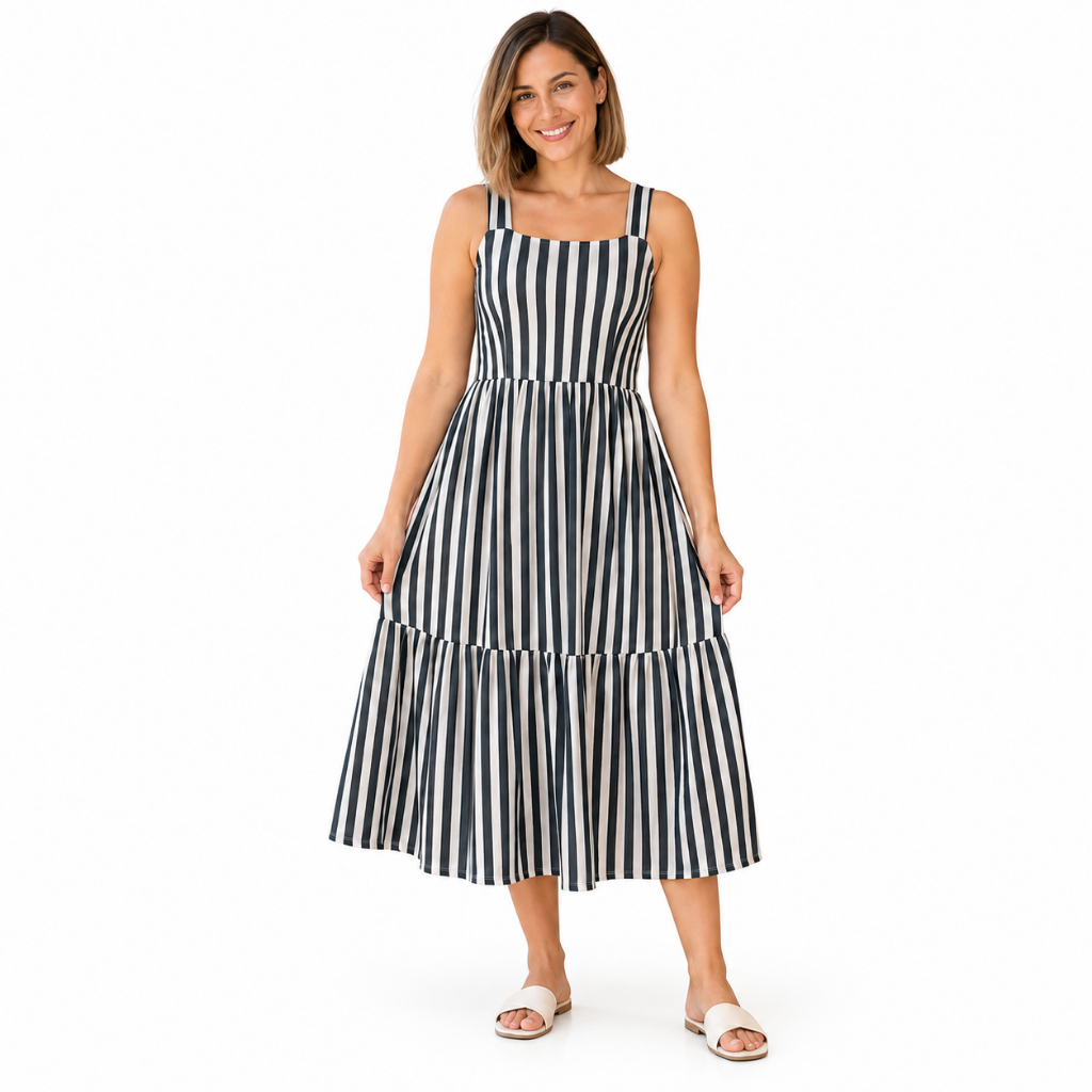 vestido mídi alça rodado vestido moda cristã feminino em /malha casual de alça