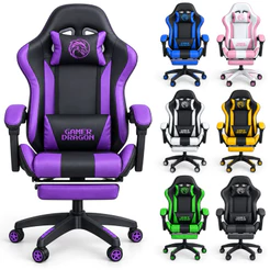 Cadeira Gamer Ergonômica Reclinável Giratória Ajuste Altura Escritório DG-02 Apoio Pés