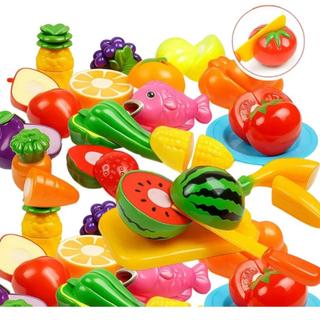 Kit Brinquedo Comidinha Infantil Frutas Verduras Pizza Lanchinho Velcro Frigideira 23 Peças Cozinha