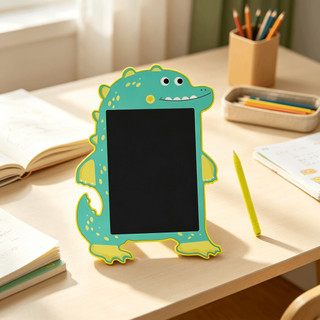 Tablet portátil infantil com formato de dinossauro, sem luz azul e com apagamento com um único toque