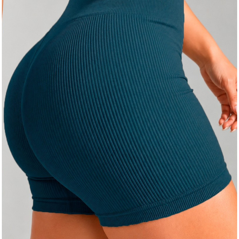 Short Modelador Fitness Canelado Sem Costura Seamless Zero Transparência Roupa de Ginástica Academia