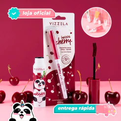 Kit Máscara Para Cilios Big No Panda Cherry + Lapiseira Cherry + BRINDE Original Vegano Vizzela