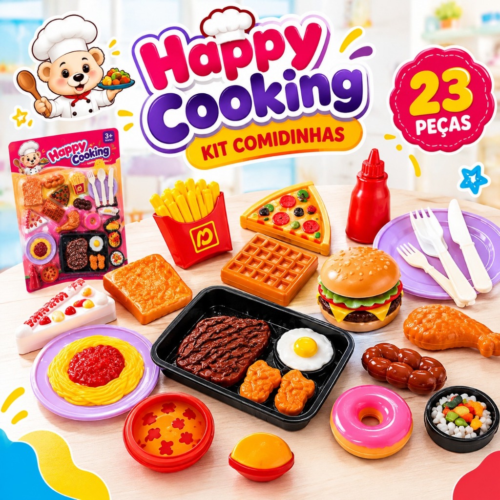 Kit Cozinha Infantil 23 Peças Brinquedo de Faz de Conta Comidinhas Prato e Talheres – Diversão Garantida