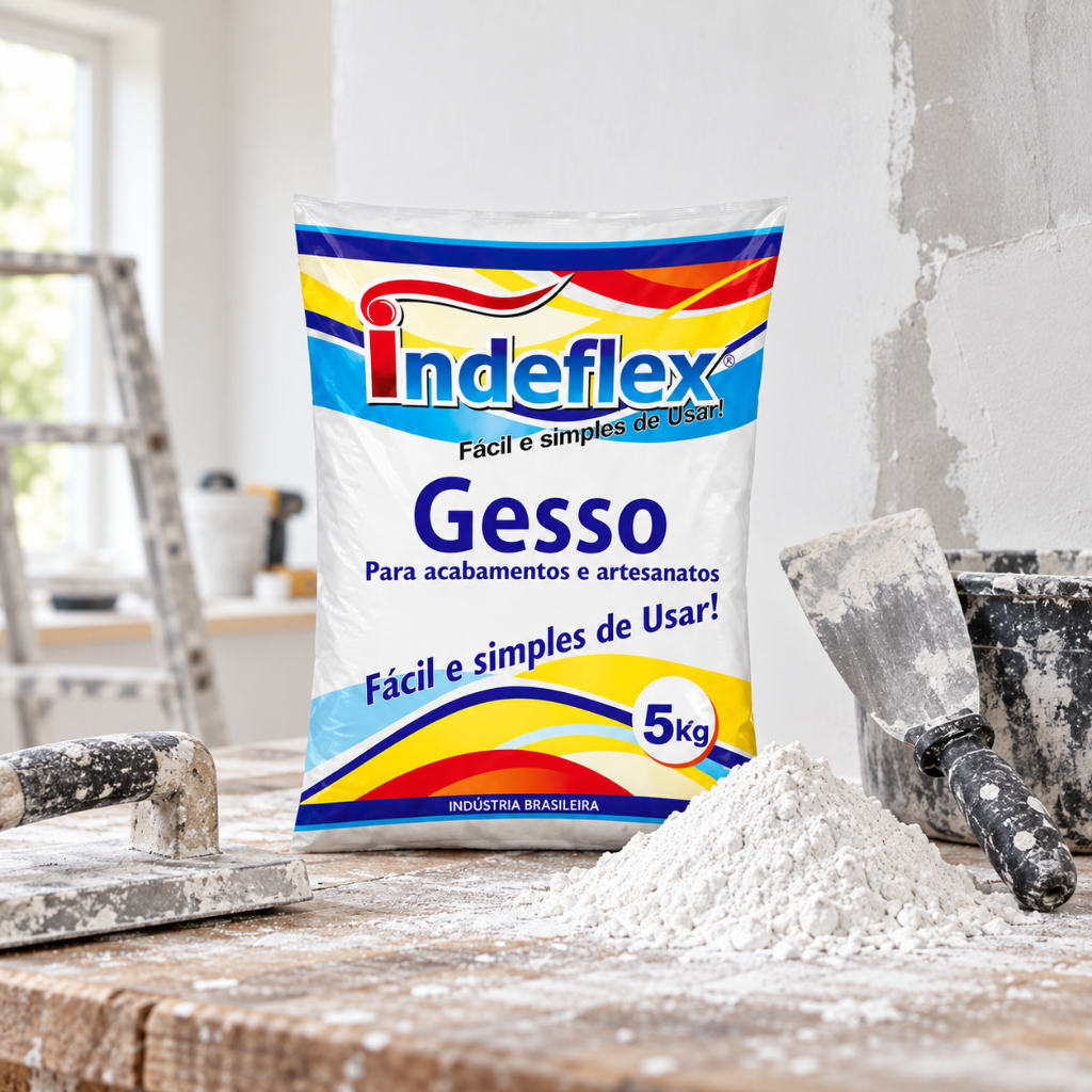 Gesso Indeflex 5kg Em Pó Para Acabamentos Internos Artesanato Revestimento e Alisamento de Superfícies