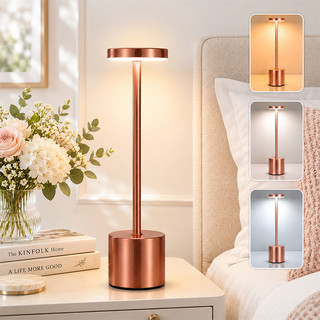 Luminária de Mesa LED Recarregável Touch 3 Tons Abajur Luxuoso USB Quarto Cabeceira Escrivaninha Leitura