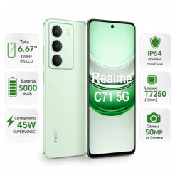 Celular realme C71 5G Smartphone 8+256 GB Original Versão Global Bateria 5000mAh Câmera 50MP NFC 6,6