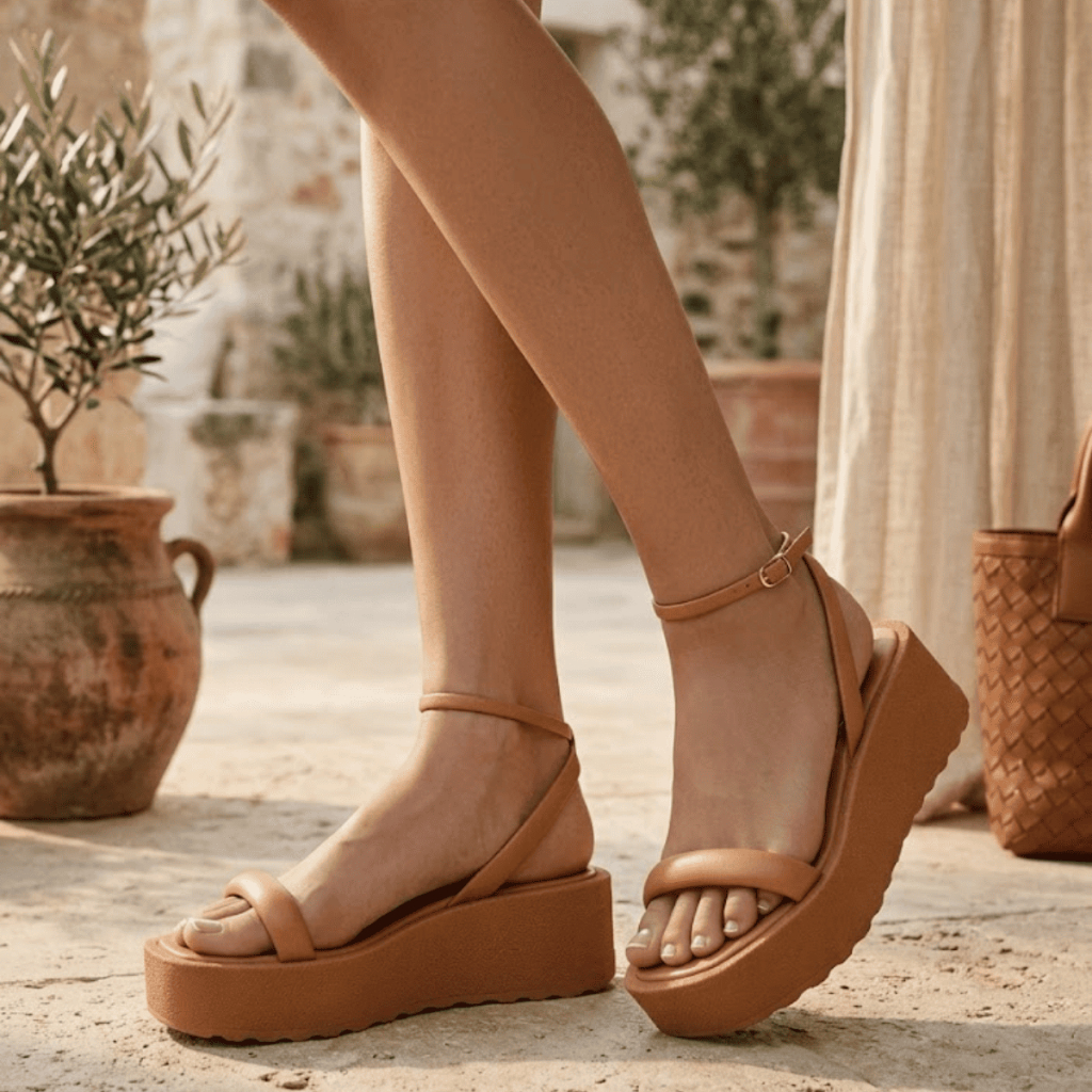 Sandália Feminina Sophia Plataforma Confortável Tiras Largas Moda Casual Dia a Dia Ajustável Lançamento Tendência
