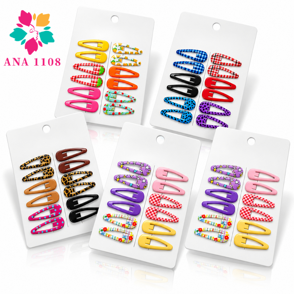 ANA1108 60Unidades Presilhas de Cabelo Coloridas Modelo Dopamina/Estampado/Antiderrapantes Para Meninas Cor aleatória
