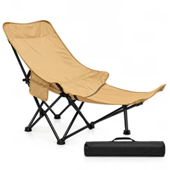 Cadeira Camping Praia Dobrável Portátil com Bolsa de Transporte 150kg Com Elevação de Pernas 5 Níveis Ajustável
