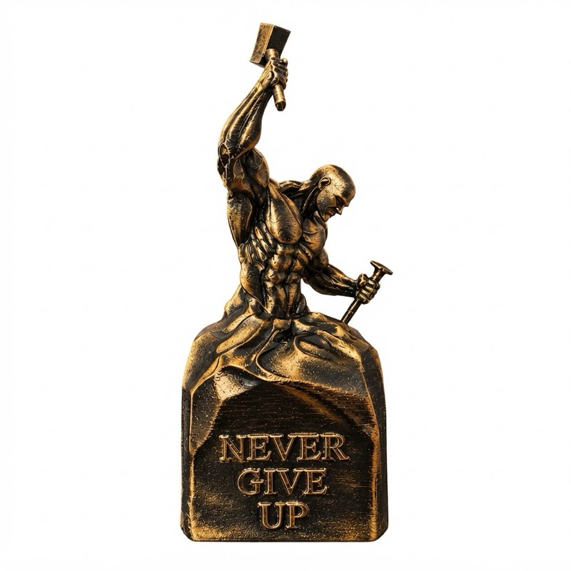 Escultura Self Made Man Decorativa Estátua Motivacional Sucesso e Superação