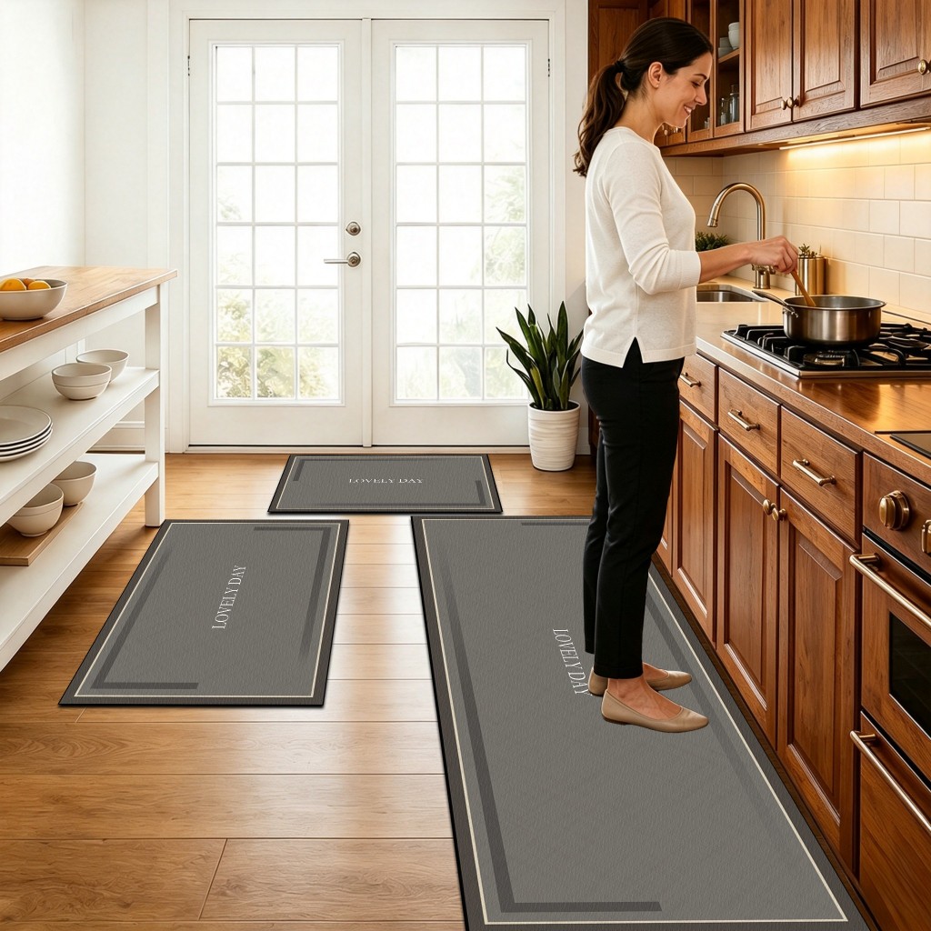 Kit 2/3 Tapetes de Cozinha Tamanho Grande Borracha Antiderrapante, Super Absorvente e Secagem Rápida 160x50+80x50cm*2